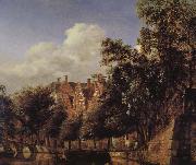 Jan van der Heyden Canal scenery gentleman Spain oil painting artist